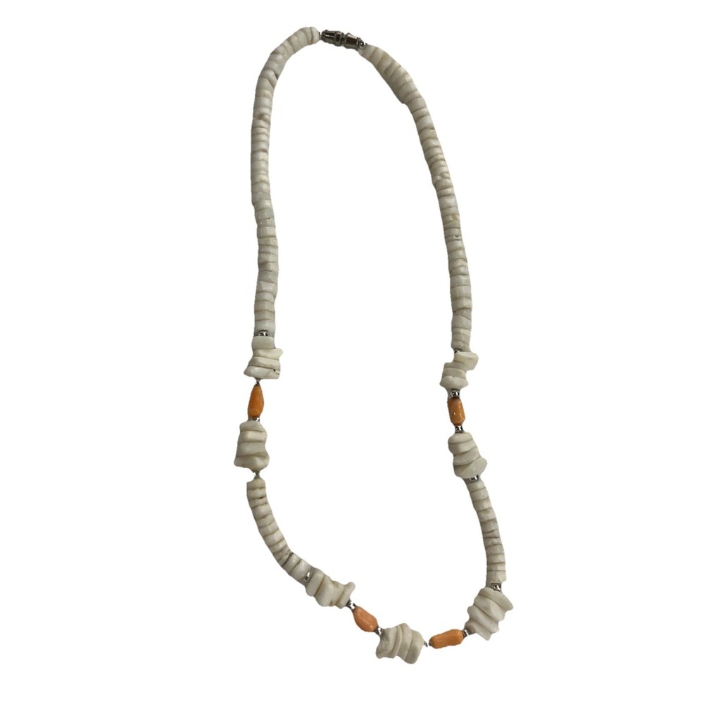 Vintage Hawaiian White Puka Shell Necklace 7 " w/Barrel Clasp-Surfer-retro-boho